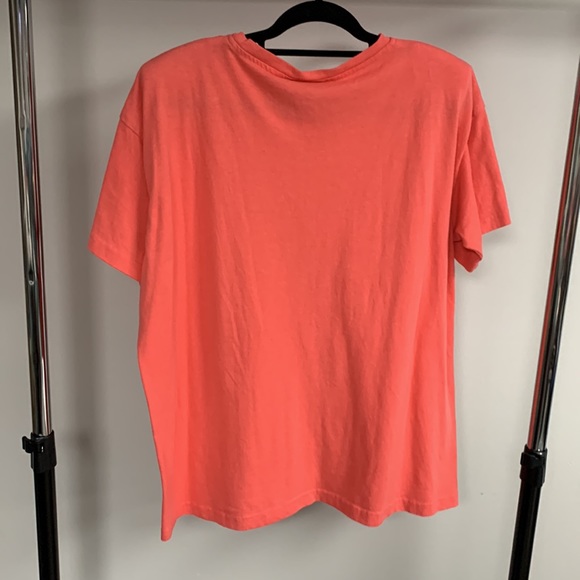 Vintage Coral Puffed Up Sun with Gold Studs T-Shirt with Shoulder Pads OS - Picture 6 of 6